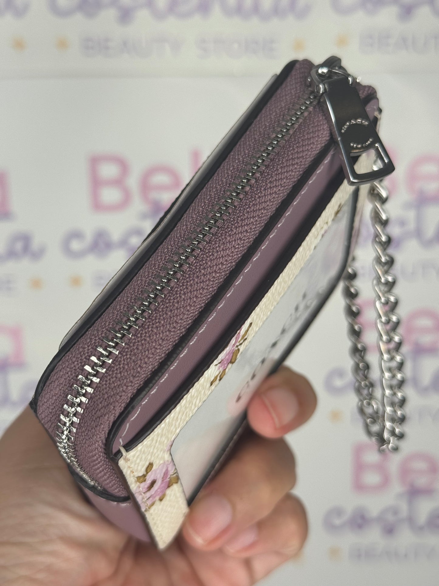 Coach Zip Card Case In Signature Canvas With Floral Print