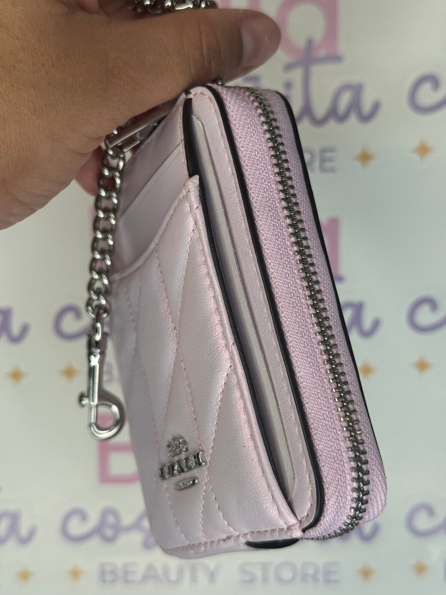 Coach zip card case - acabado aperlado