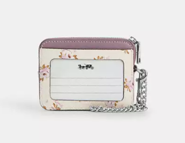 Coach Zip Card Case In Signature Canvas With Floral Print