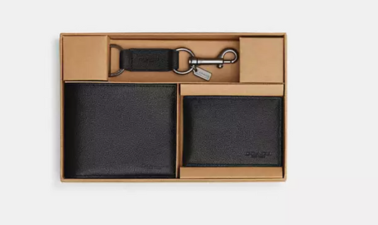Coach Boxed 3 In 1 Wallet Gift Set - negro