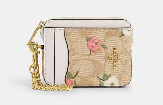 Coach zip card case - estampado floral